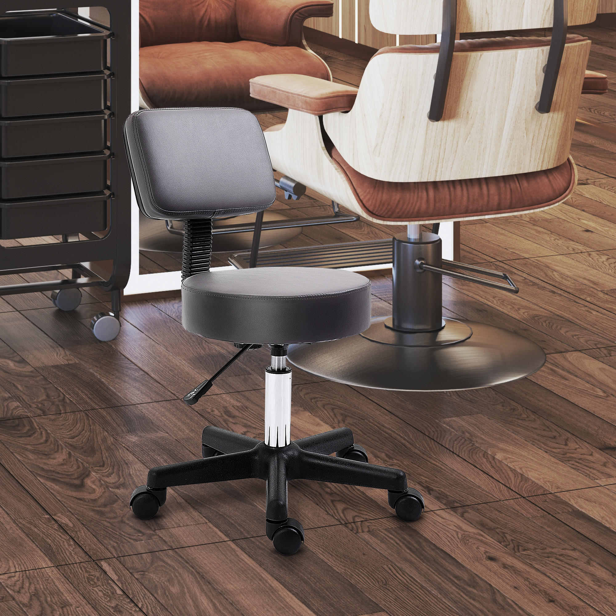 ROLLHOCKER - Grau, Kunststoff (35/84/35cm) - HOMCOM