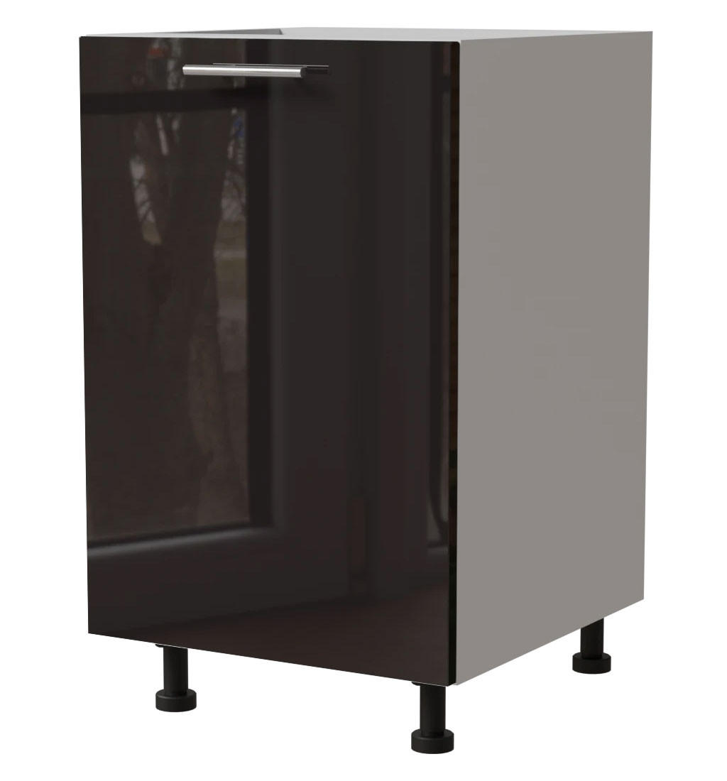 KÜCHENUNTERSCHRANK Essen D1D/50 Schwarz Hochglanz / Weiß Matt 50 / 50 / 82cm - Schwarz Hochglanz/Schwarz, Holz/Holzwerkstoff (50/82/50cm) - Feldmann-Wohnen