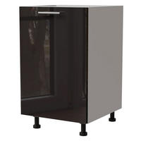 KÜCHENUNTERSCHRANK Essen D1D/50 Schwarz Hochglanz / Weiß Matt 50 / 50 / 82cm - Schwarz Hochglanz/Schwarz, Holz/Holzwerkstoff (50/82/50cm) - Feldmann-Wohnen