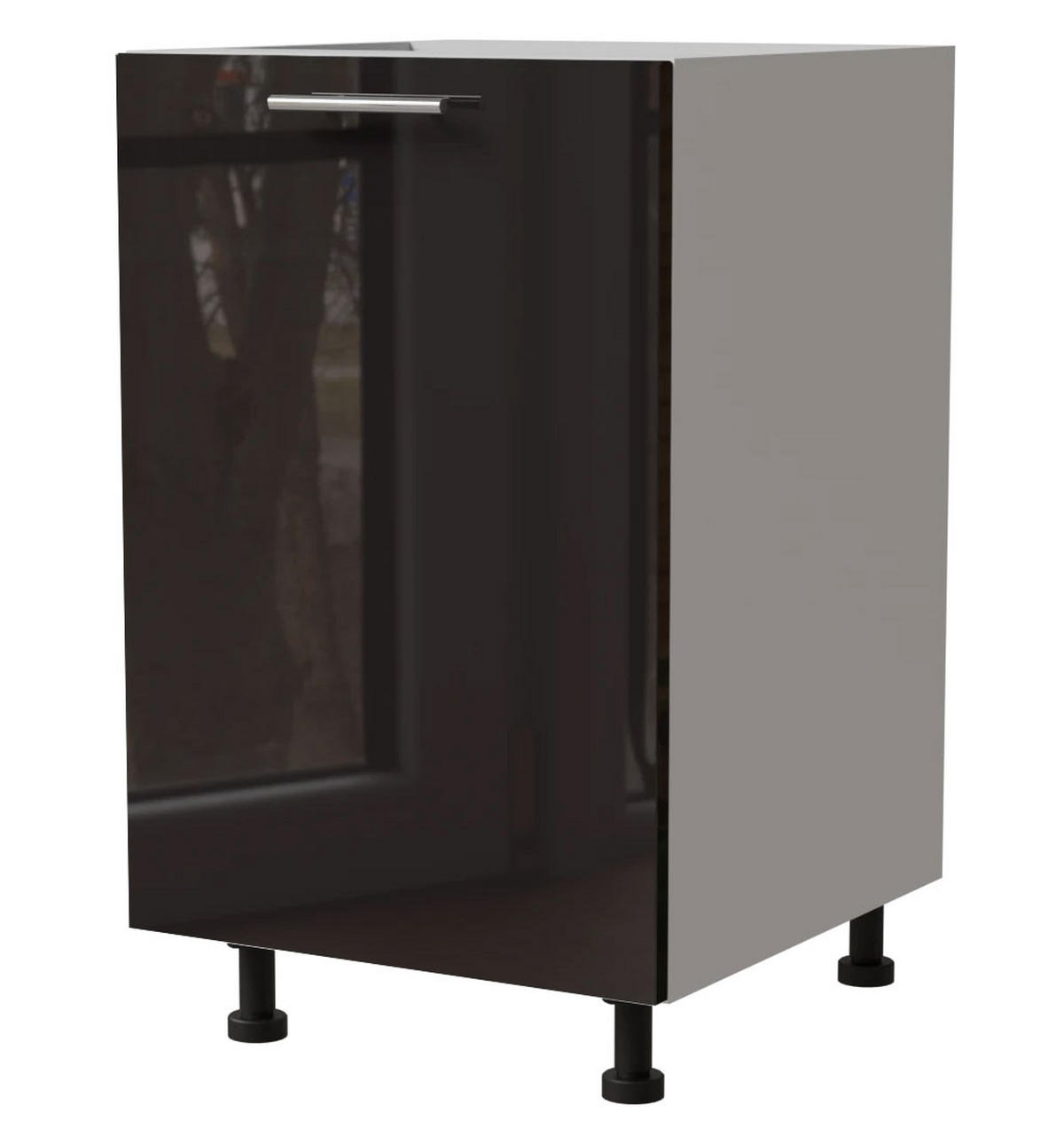 KÜCHENUNTERSCHRANK Essen D1D/50 Schwarz Hochglanz / Weiß Matt 50 / 50 / 82cm - Schwarz Hochglanz/Schwarz, Holz/Holzwerkstoff (50/82/50cm) - Feldmann-Wohnen