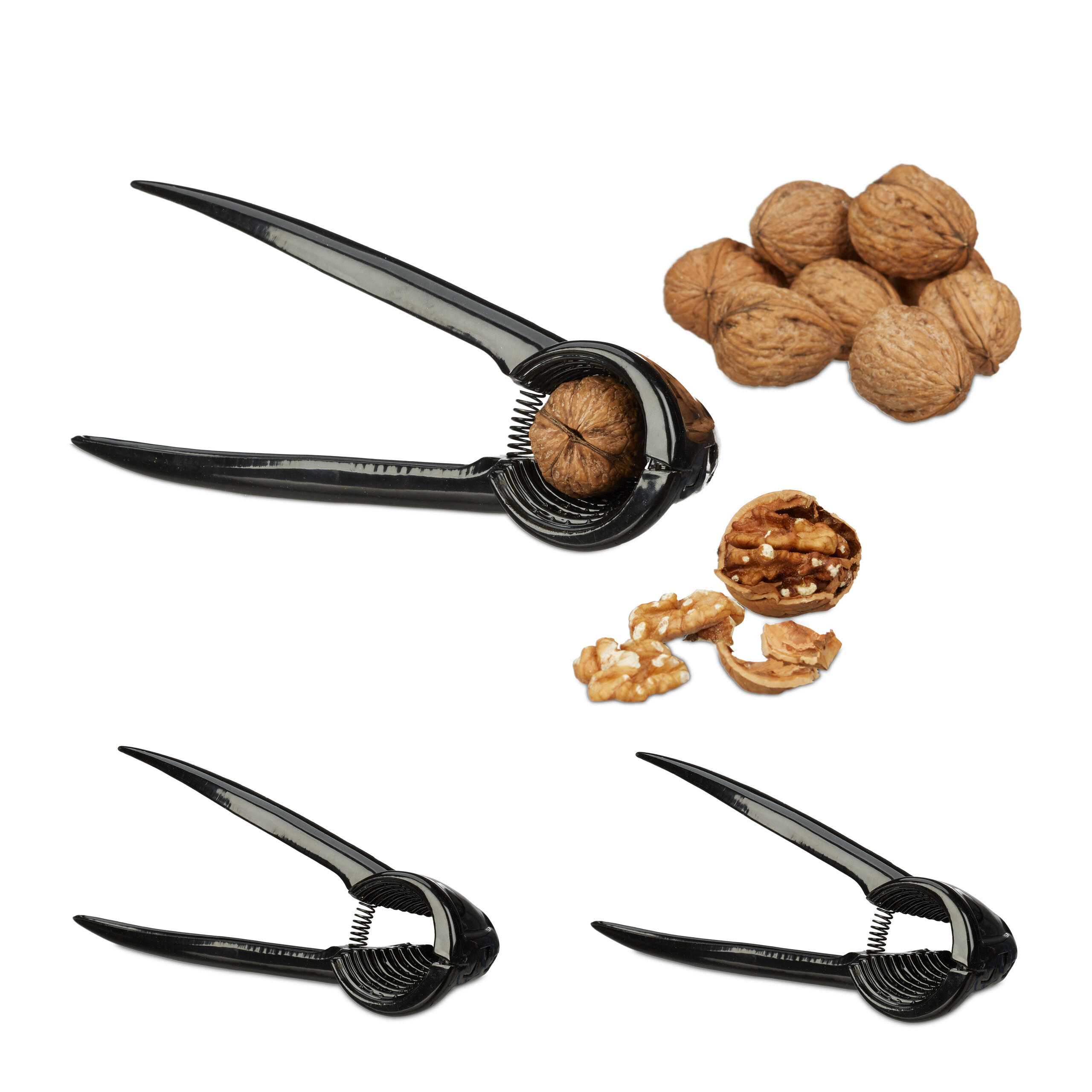 3XNUSSKNACKER - Schwarz, Metall - Relaxdays