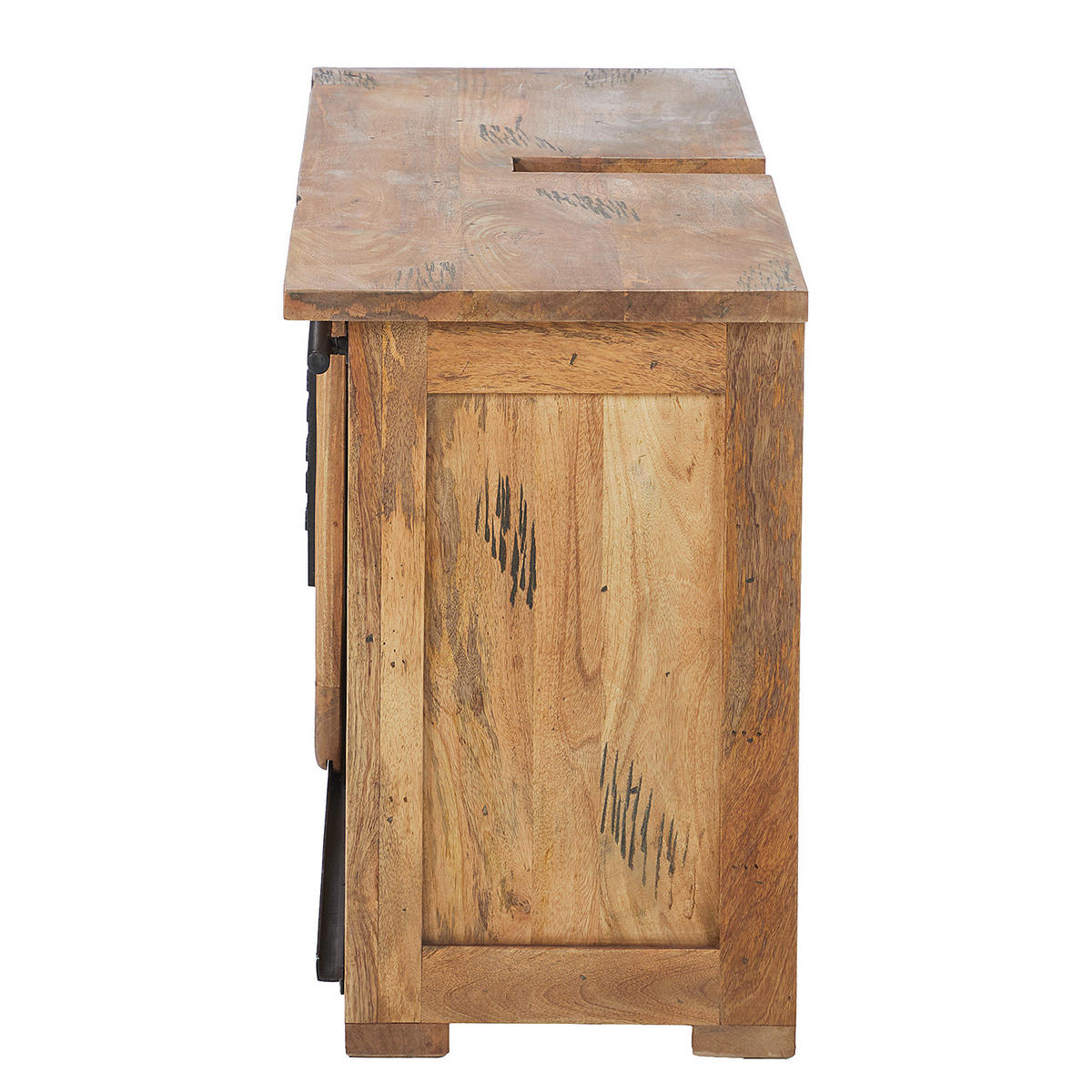 WASCHBECKENUNTERSCHRANK - Mango massiv / Eisen - Mango / Schwarz - Braun, Holz/Metall (120/60/40cm) - home24