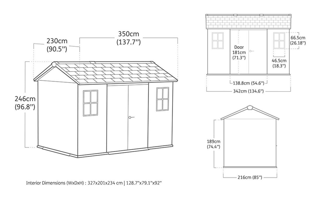 GARTENHAUS Newton - Grau, Kunststoff (230/246/350cm) - Keter