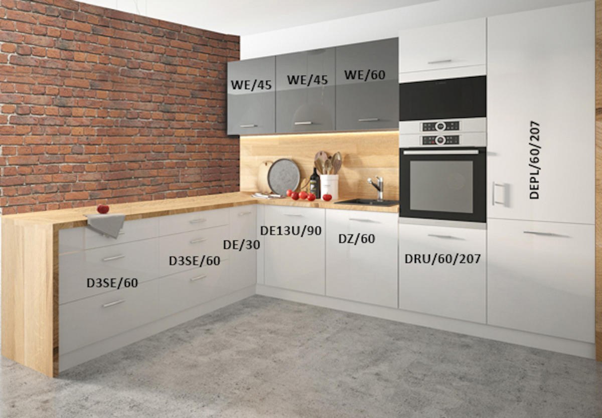 WINKELKÜCHE Essen Trend weiß / weiß-graphit hochglanz 10-teilig - Weiß/Grau, Holzwerkstoff (160/207/273cm) - Feldmann-Wohnen