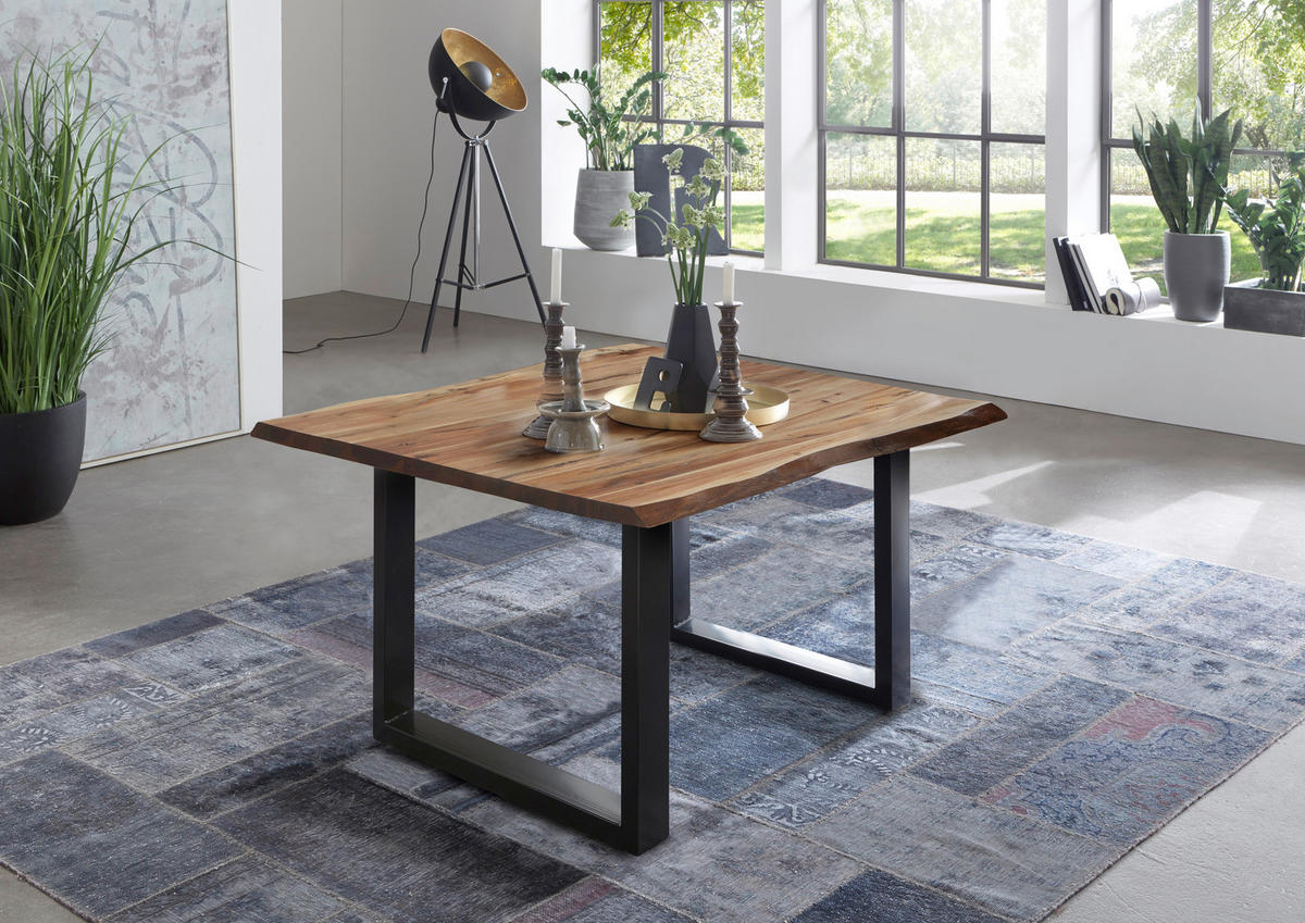ESSTISCH NOAH - Beige/Schwarz, Holz/Metall (80/80/77cm) - SAM