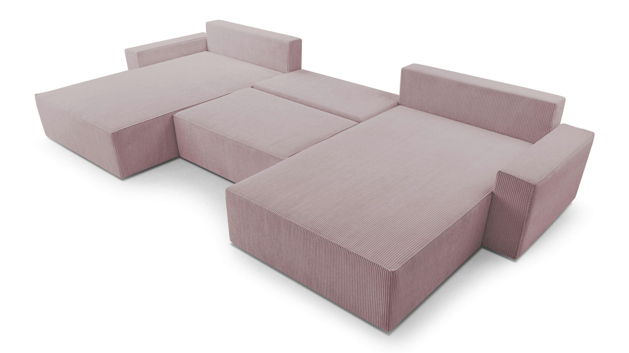 WOHNLANDSCHAFT - Denver U - Rosa - Rosa, Holz (410/85/200cm) - Möblo