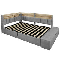 TAGESBETT 140 x 200 cm, Grau, Samt, LED, USB - Grau, Textil (140/200cm) - FLIEKS