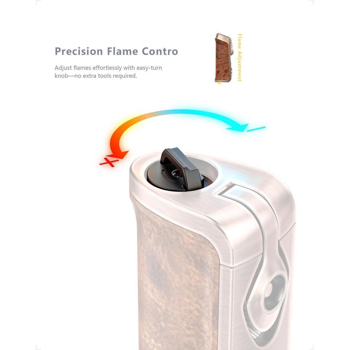 FEUERZEUG Jetflamme mit Bohrer Ganzmetall Holzoptik - Multicolor, Metall (2.3/3.5/9.4cm)