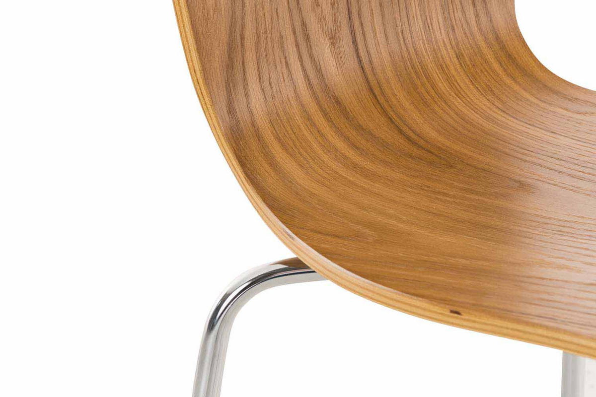 BESUCHERSTUHL Jaron mit Holzsitz und Metallgestell, Farbe: Eiche - Chromfarben/Eichefarben, Holz/Metall (43/84/50cm) - TPFLiving