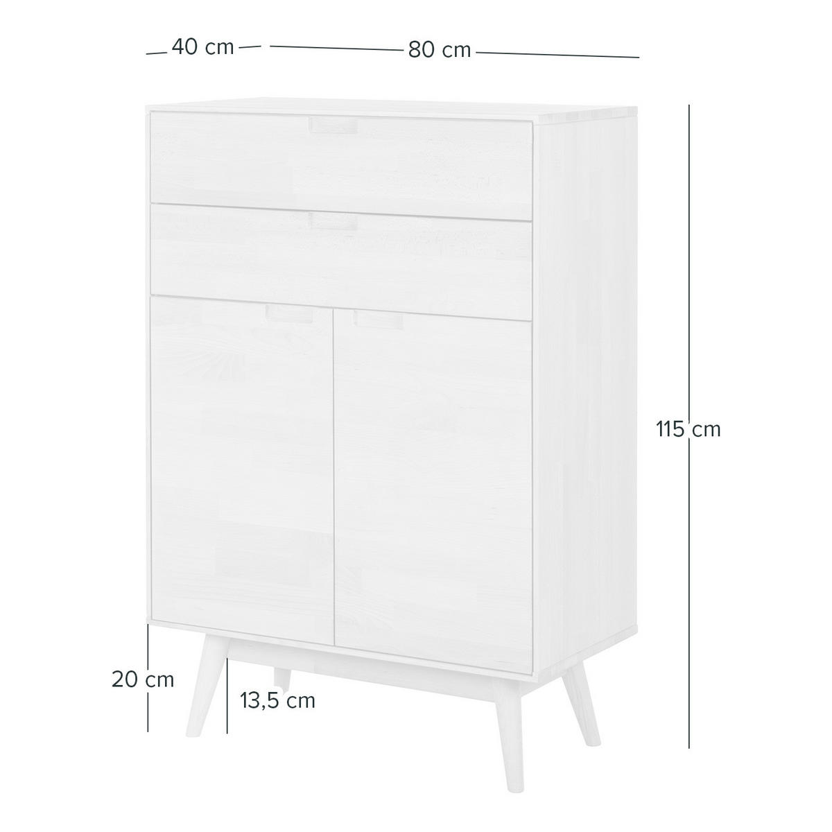HIGHBOARD - Massivholz - Buchefarben, Holz (80/115/40cm) - home24