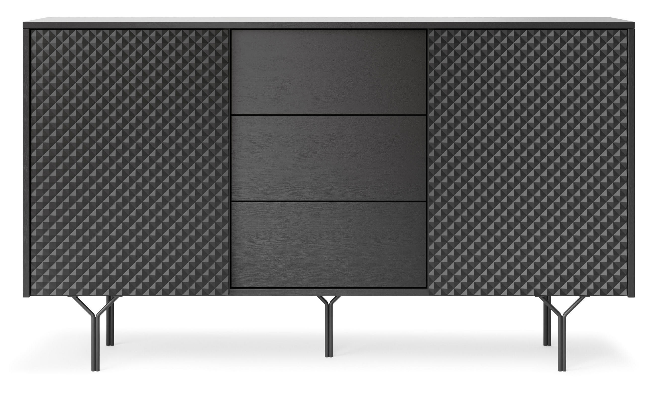 SIDEBOARD SCHWARZ - Schwarz, Holzwerkstoff (144/83/38cm) - FURNLUX