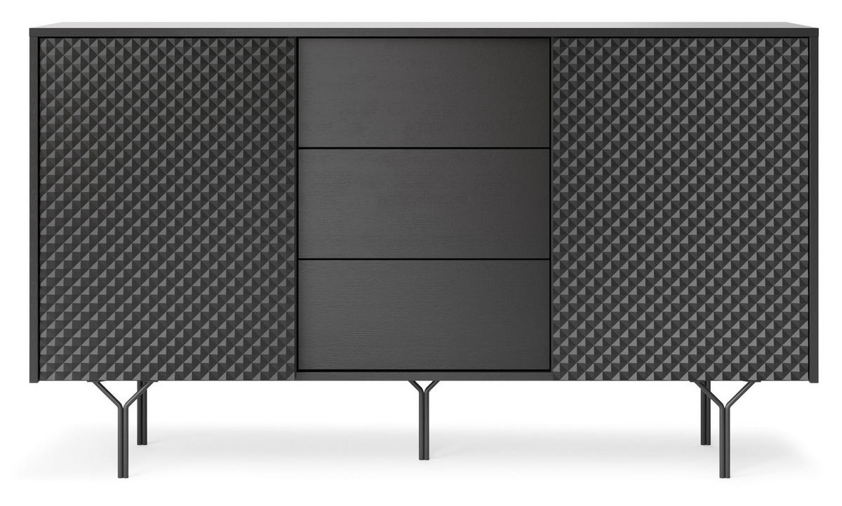 SIDEBOARD SCHWARZ - Schwarz, Holzwerkstoff (144/83/38cm) - FURNLUX