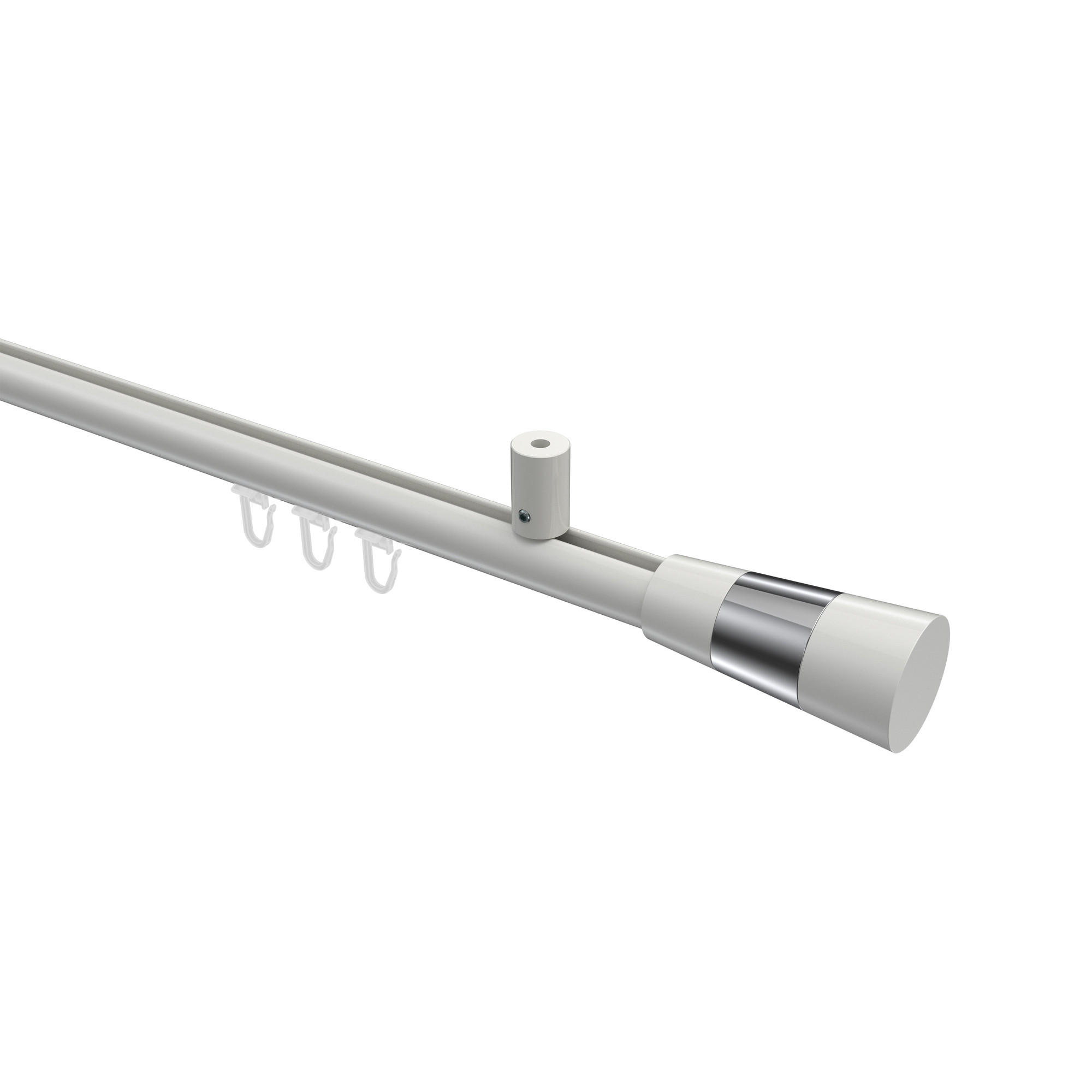 GARDINENSTANGE INNENLAUF Sonius Tanara 100 cm, 1-läufig, 20 mm Ø Weiß - Chromfarben/Weiß, Metall (100cm) - INTERDECO