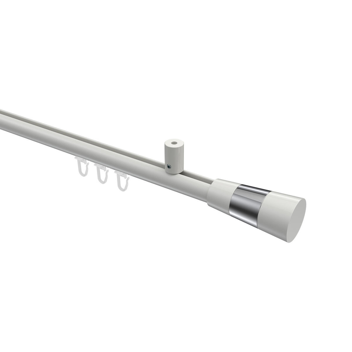 GARDINENSTANGE INNENLAUF Sonius Tanara 100 cm, 1-läufig, 20 mm Ø Weiß - Chromfarben/Weiß, Metall (100cm) - INTERDECO