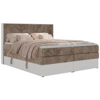 BOXSPRINGOVÁ POSTEĽ TRAVIT KING 140/200 - Hnědá Manšestr - Topper T25 - Tvrdé (H4) - hnedá/čierna, textil/plast (140/200cm) - MKS