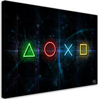 WANDBILD für gamers spielkonsole controller - Blau, Textil (60/40cm) - Feeby