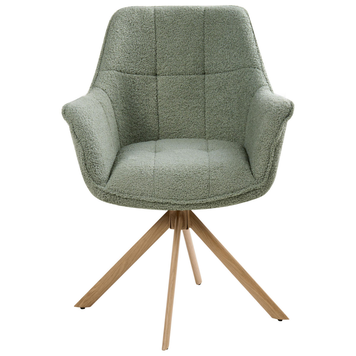 ESSZIMMERSTUHL drehbar Bouclé Hellgrün Hayden - Hellgrün, Textil/Metall (64/85/69cm) - Beliani