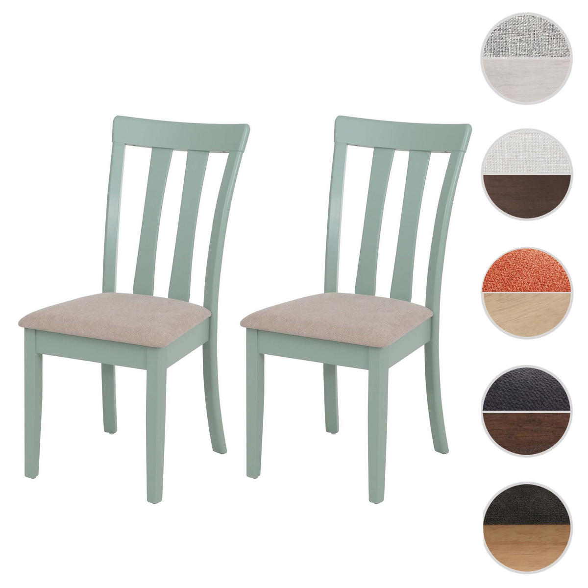 ESSZIMMERSTUHL Grün, Beige 2er-Set - Beige/Grün, Holz (42/96/58cm) - MCW