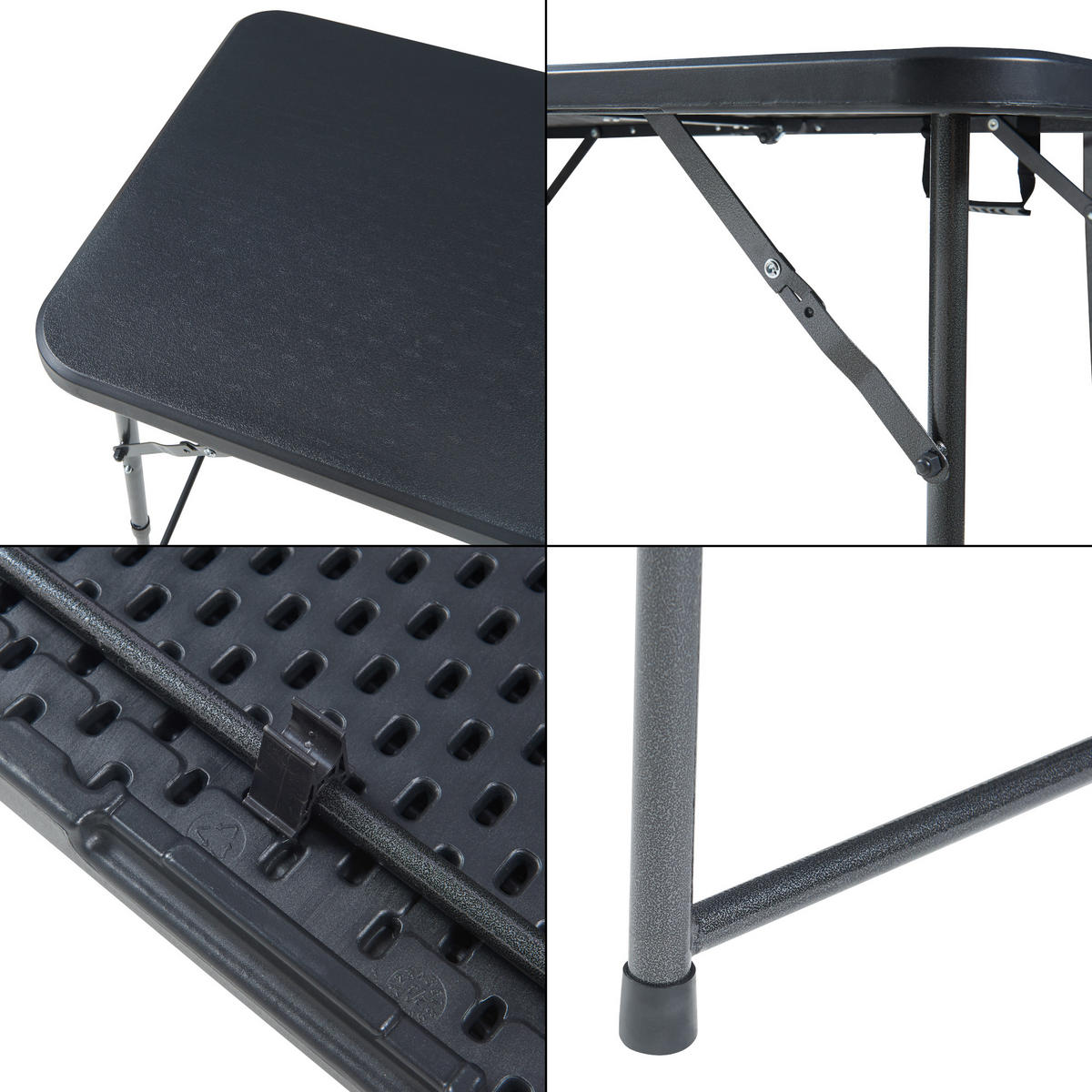 KLAPPTISCH Adelfia - Schwarz, Kunststoff/Metall (120/60/90cm) - [en.casa]