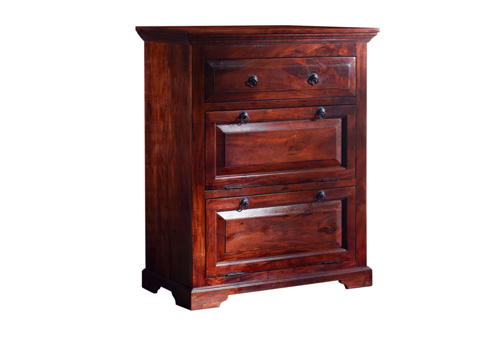 KOMMODE Akazie 80x45x100 nougat lackiert OXFORD #904 - Dunkelbraun, Holz (80/100/45cm) - Massivmoebel24