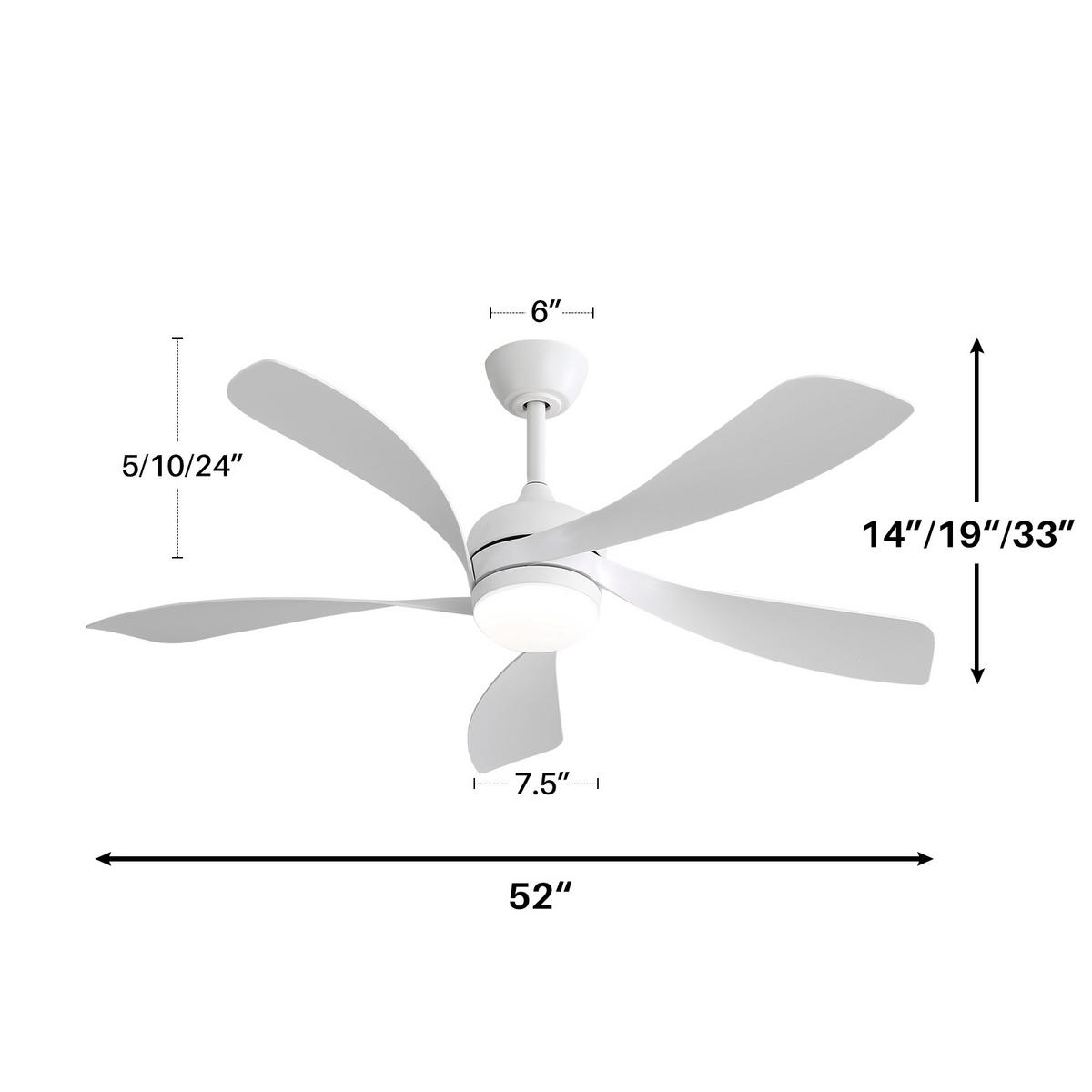 DECKENVENTILATOR DE-16270 52 Zoll mit Fernbedienung & Memory Weiß - Weiß, Kunststoff (132.08/132.08/26.8cm) - ComfortXL