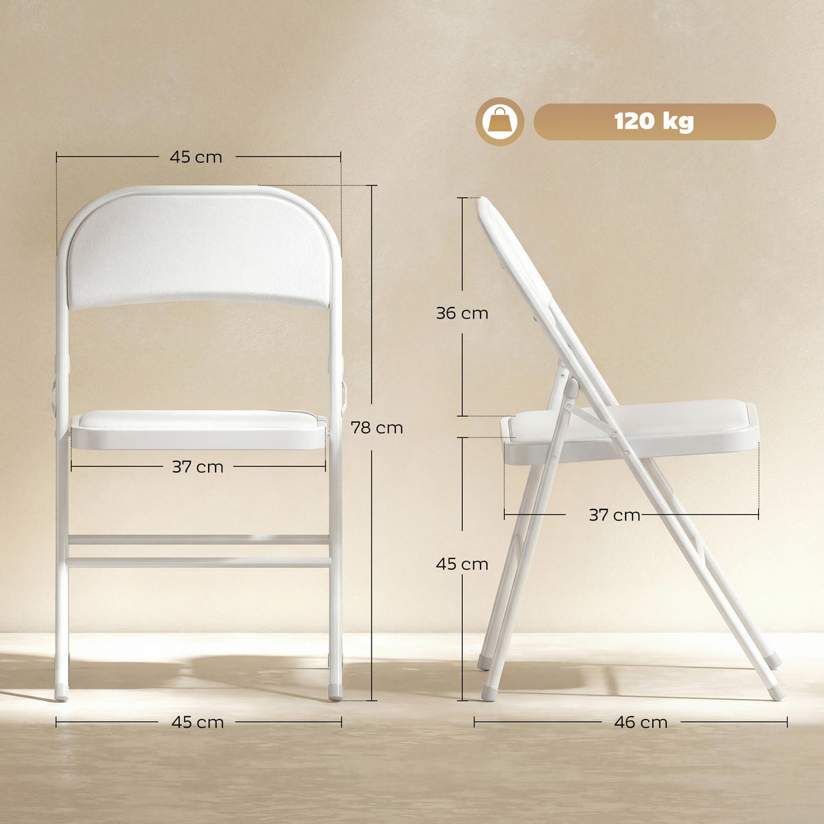 KLAPPSESSEL Weiß 6 Stück - Weiß, Naturmaterialien (45/78/46cm) - GiPP