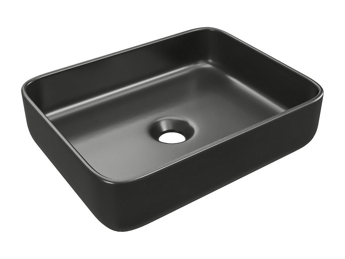 AUFSATZWASCHBECKEN rechteckig - Keramik - Schwarz matt - 50 x 39 cm - JUNIKO II - Schwarz, Keramik (50/13/39cm) - Vente-Unique