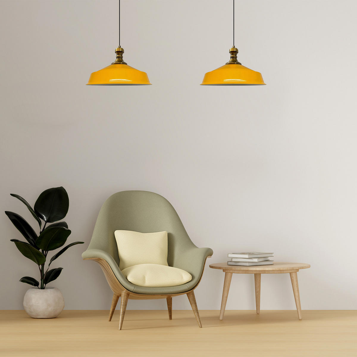 PENDELLEUCHTE Asletl 2 Flammig 40/36 cm - Weiß Hochglanz/Gelb, Metall (40/36cm) - Bamyum