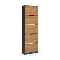 SCHUHKIPPER Luca, Anthrazit/Goldkraft Eiche, 59 x 180.5 cm mit 5 Kippfächern - Honigeiche/Anthrazit, Holzwerkstoff (59/180.5/22cm) - Vicco