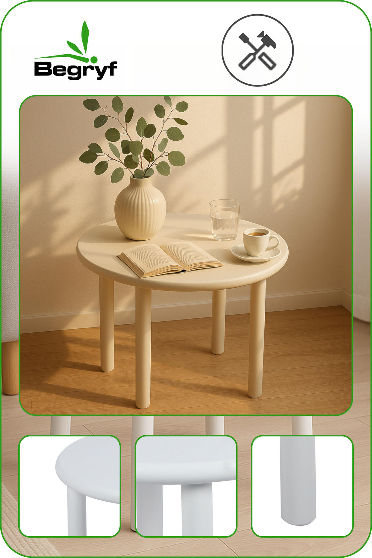 COUCHTISCH Holzoptik Weiß Rundtisch 45x42 cm - Weiß, Holzwerkstoff (45/45/42cm) - Begryf