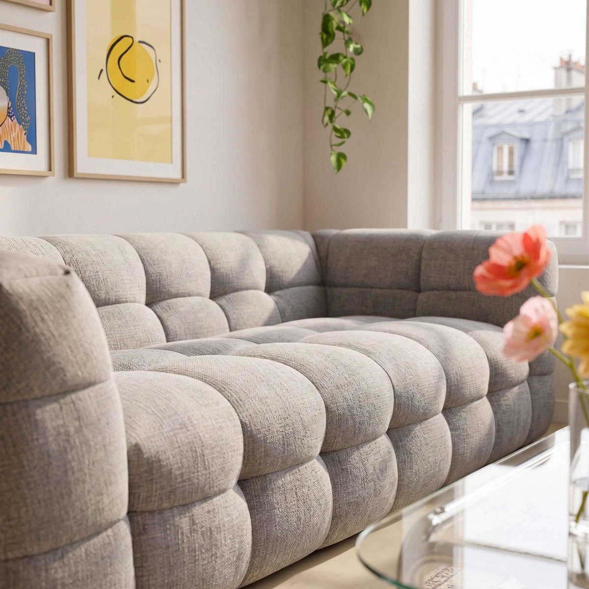 SOFA 3-Sitzer, Grau - Grau, Holz/Textil (228/69/102cm) - Oviala