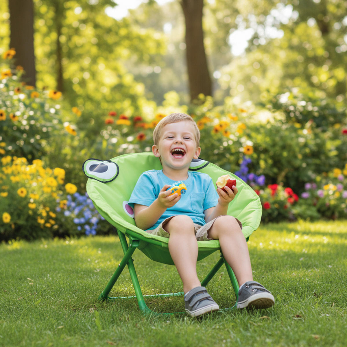 KINDERSESSEL Mehrfarbig klappbar - Grün, Kunststoff/Textil (50/47/48cm) - Relaxdays