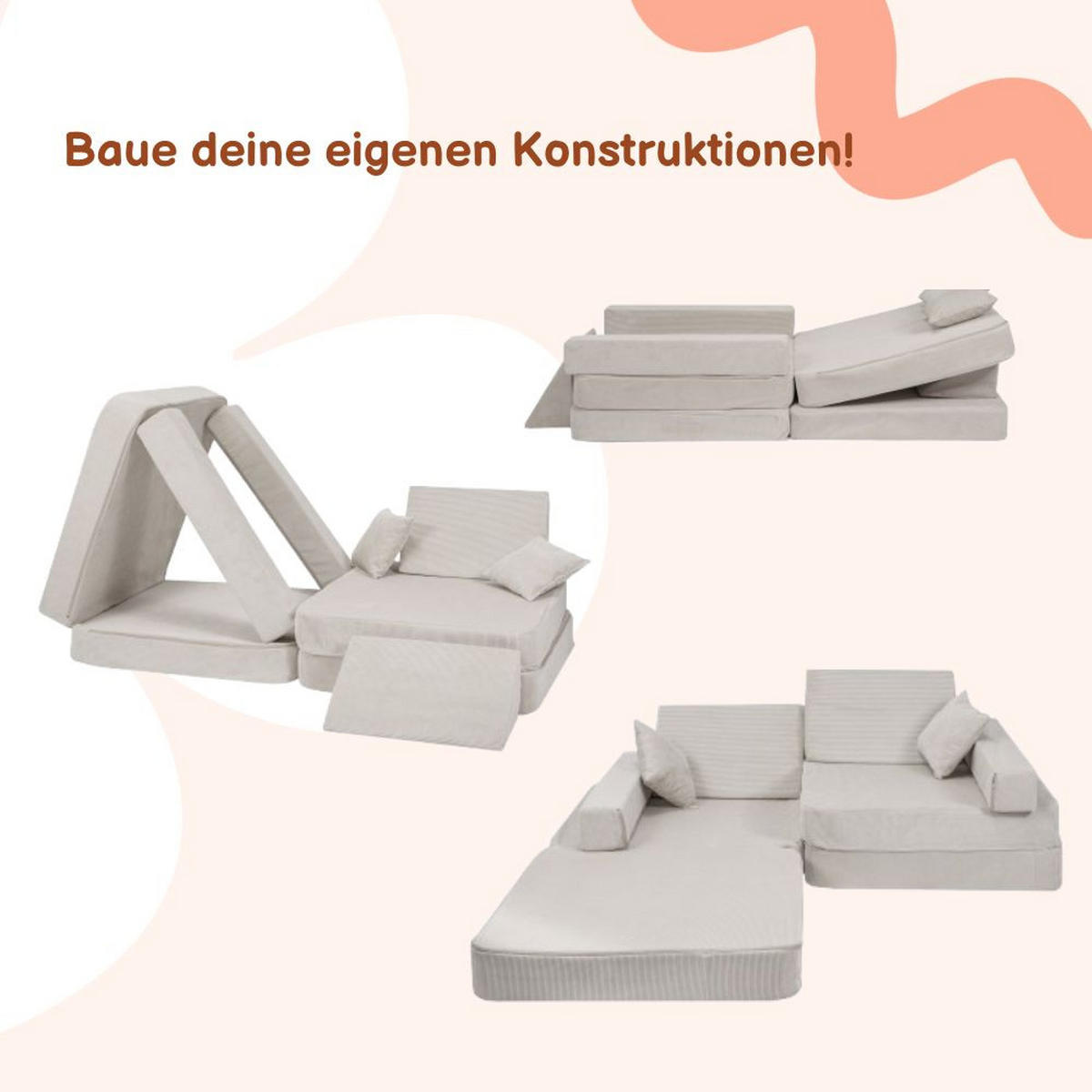 KINDERSOFA, Angelove, Cordsamt, Grau - Grau, Textil (160/24/80cm) - MeowBaby