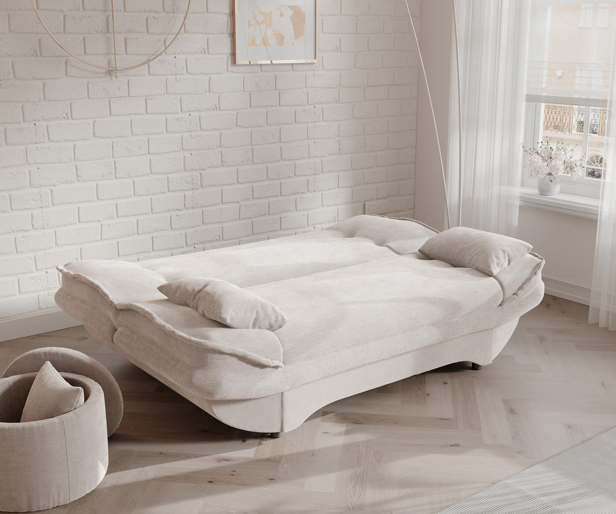 SCHLAFSOFA ORLIN mit Bettkasten Beige - Beige, Holzwerkstoff/Kunststoff (200/85/90cm) - Idohome