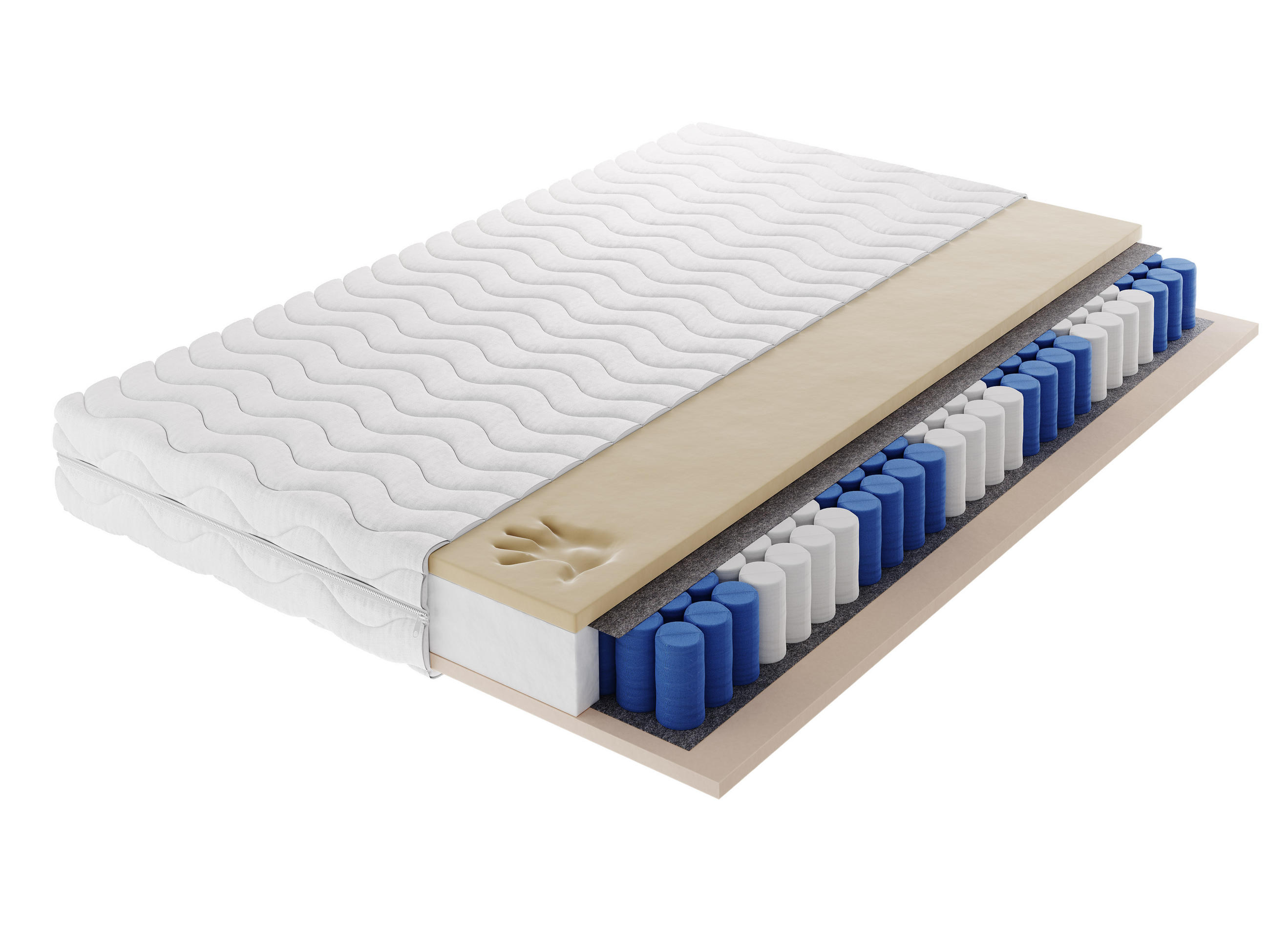 TASCHENFEDERKERNMATRATZE NOVARIS 120x200, H3, Höhe ca.: 20 cm - Weiß, Textil (120/200cm) - MASSENO