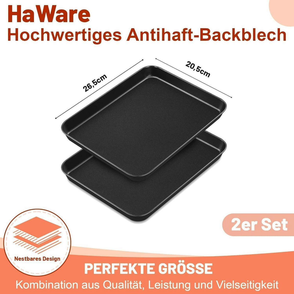 BACKBLECH 2er Set Antihaftbeschichtet 40.5 x 30.5 cm - Schwarz, Metall (20.5/2.5/26.5cm)