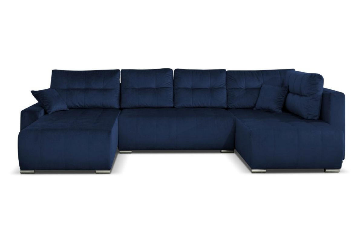 WOHNLANDSCHAFT Mediolan V U-Form mit Schlaffunktion und Bettkasten 358x190 cm dunkelblau - Dunkelblau, Holz (358/95/190cm) - Margaret Hadas24