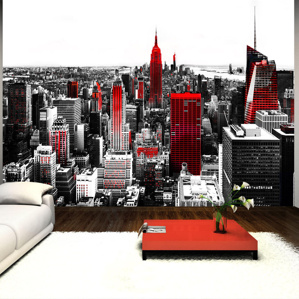 SELBSTKLEBENDE FOTOTAPETE 98/70 cm - Rot/Schwarz, Kunststoff/Textil (98/1cm) - KUNSTLOFT