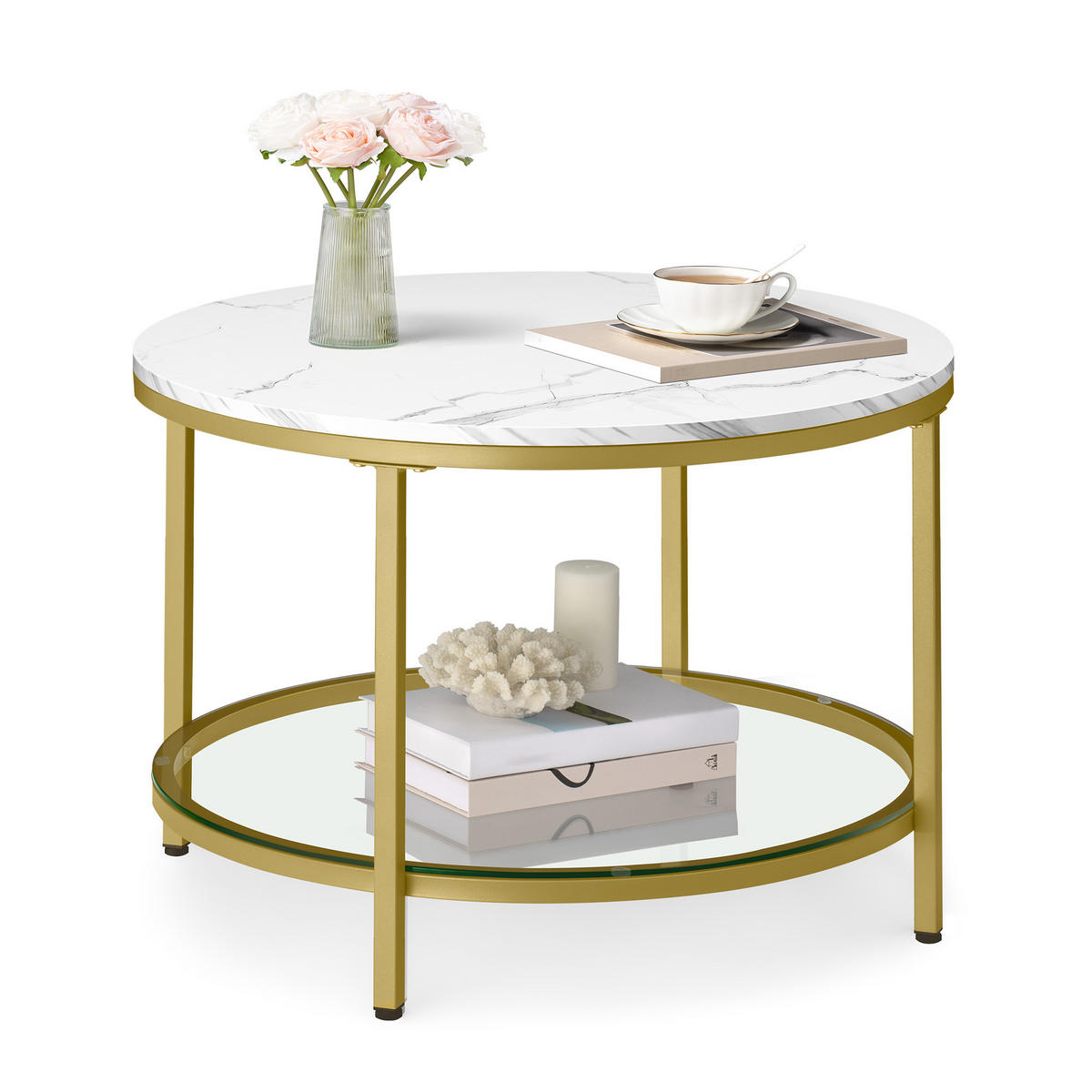 COUCHTISCH Binni - Goldfarben, Holzwerkstoff (65/65/46cm) - VASAGLE