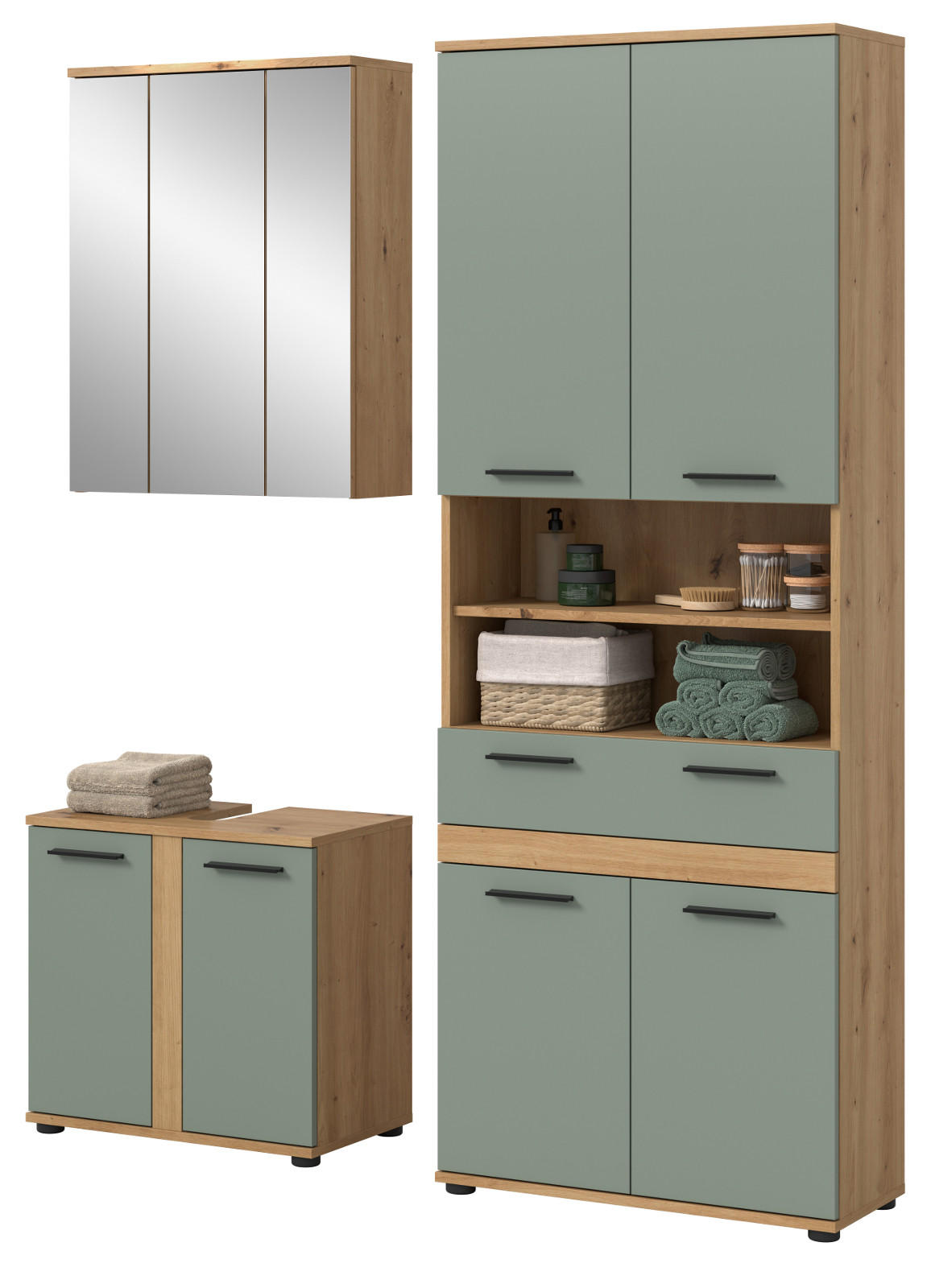 Inn.Furn Badmöbel-Set Salbeigrün 145x191x34 cm