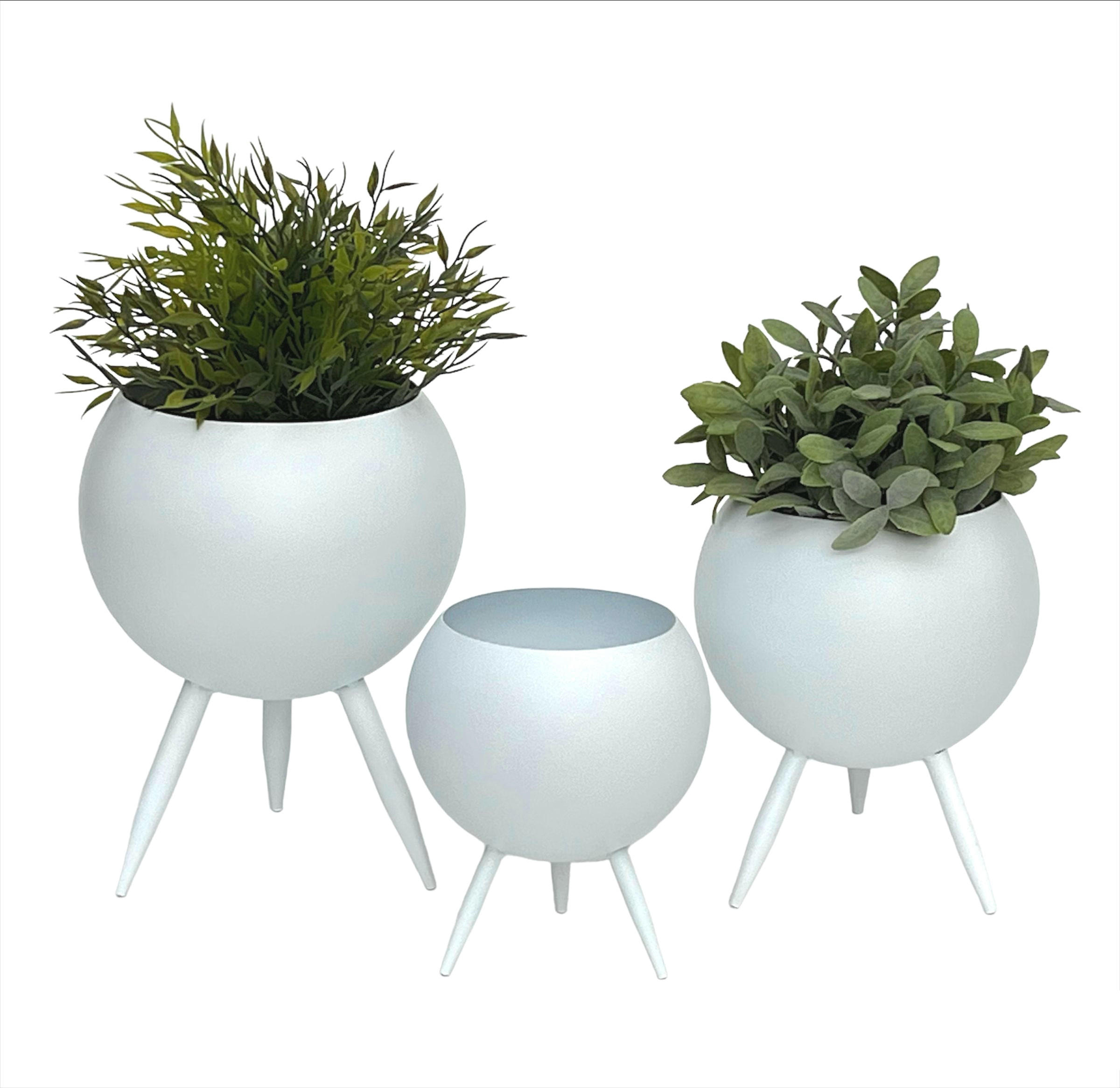 BLUMENHOCKER 3er Set Metall mit Topf Weiß - Weiß, Metall (20/27/20cm) - DanDiBo