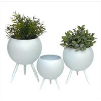 BLUMENHOCKER 3er Set Metall mit Topf Weiß - Weiß, Metall (20/27/20cm) - DanDiBo