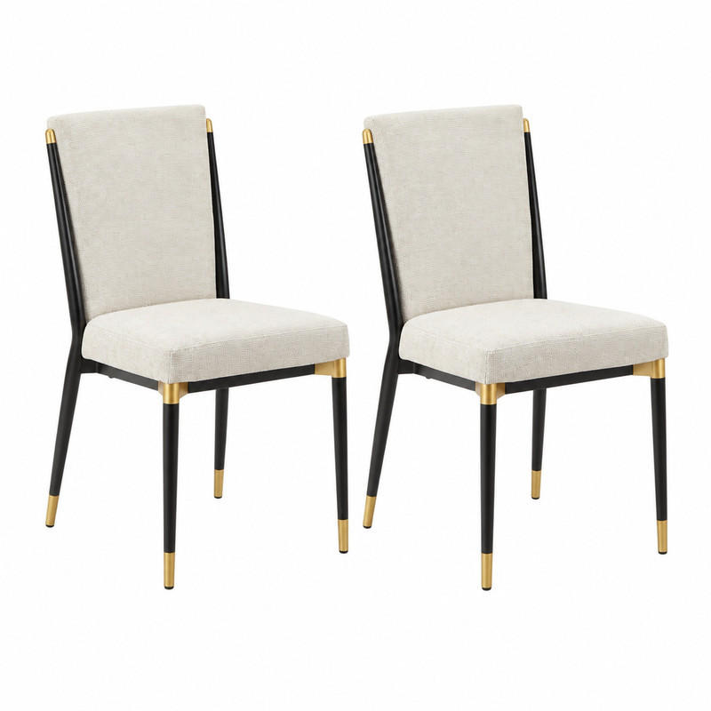 ESSZIMMERSTUHL 2er-Set skandinavischer Stil Stoff Beige - Beige, Metall (49/85/59cm) - Meubliv