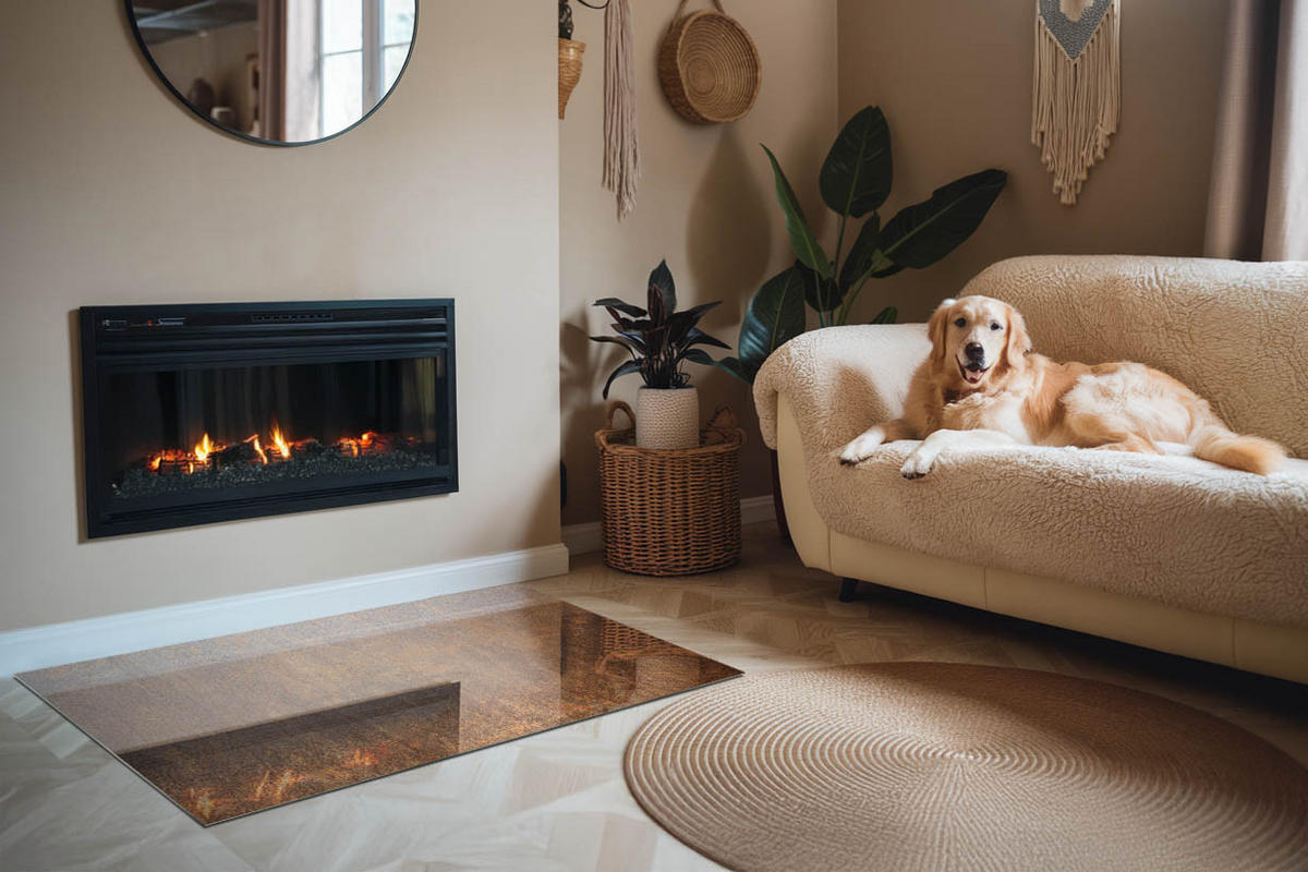 GLASPLATTE für Kamin 120x80 cm Braun - Braun, Glas (120/80/0.4cm) - ArtPrintCave