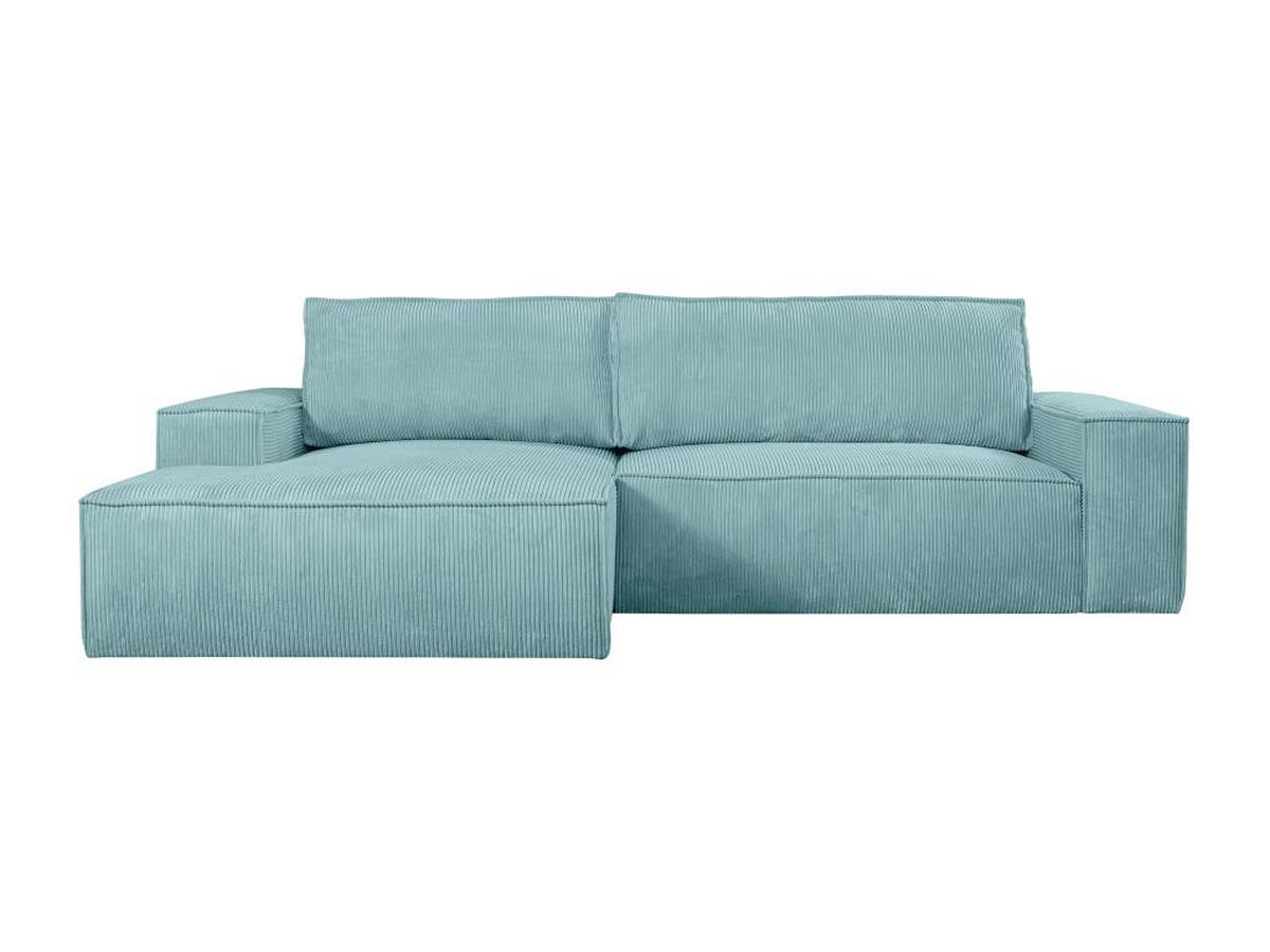 ECKSOFA mit Schlaffunktion - Ecke Links - Cord - Türkisblau - AMELIA - Blau, Textil (167/267cm) - Vente-Unique