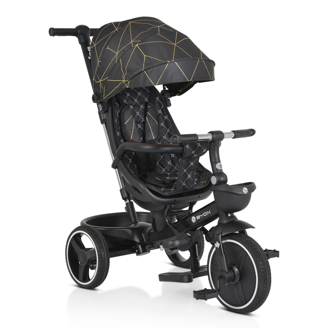 DREIRAD TRICYCLE Fusion schwarz verstellbar PU-Reifen drehbarer Sitz Schiebestange - Schwarz, Metall (90/49/94cm)