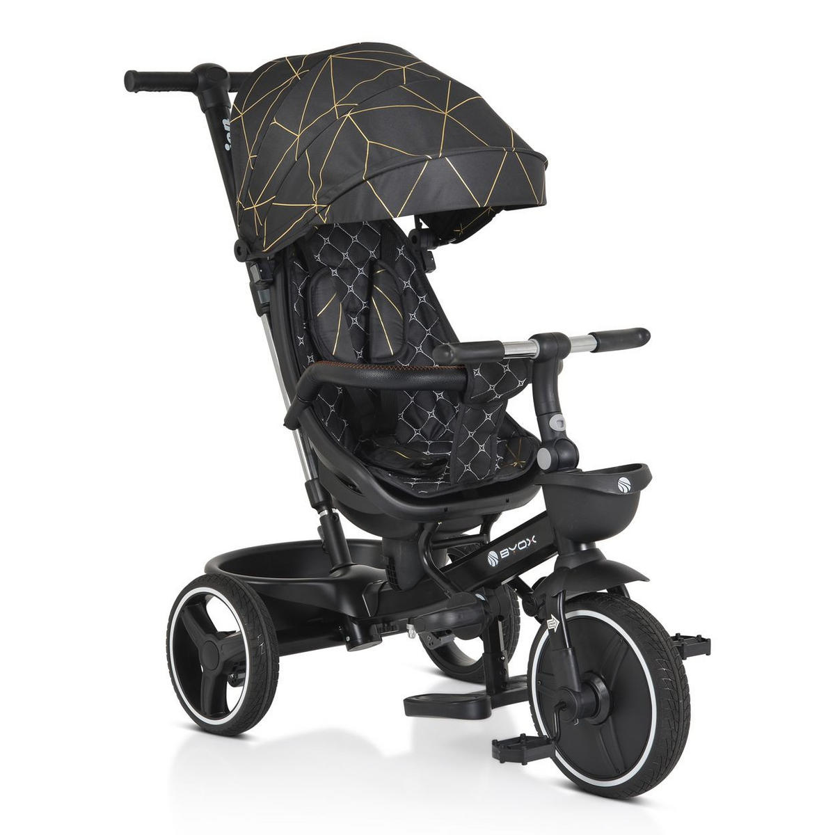 DREIRAD TRICYCLE Fusion schwarz verstellbar PU-Reifen drehbarer Sitz Schiebestange - Schwarz, Metall (90/49/94cm)