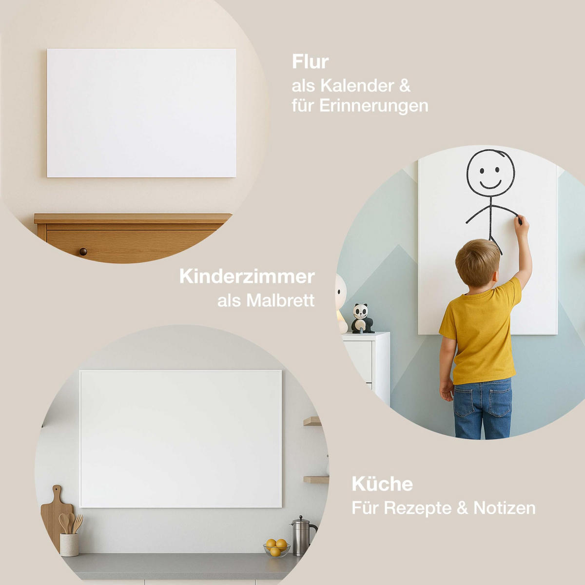 WHITEBOARD Glas 60x90 cm Stehend - Weiß, Glas (90/60/1cm) - K-Möbel