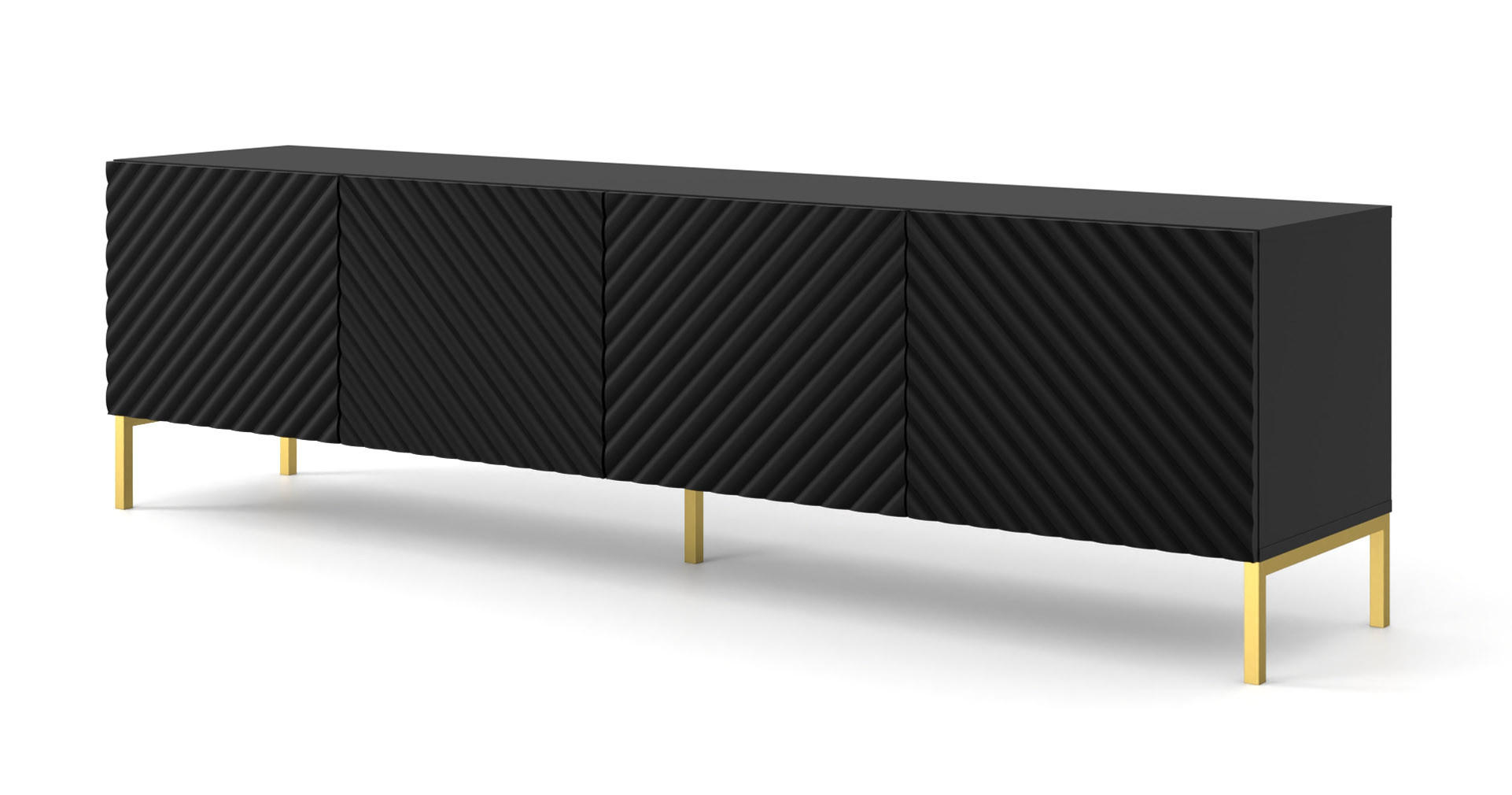 TV LOWBOARD Schwarz, Gold 200/56/42 - Goldfarben/Schwarz, Holzwerkstoff (200/56/42cm) - RAUMHIRSCH FURNITURE