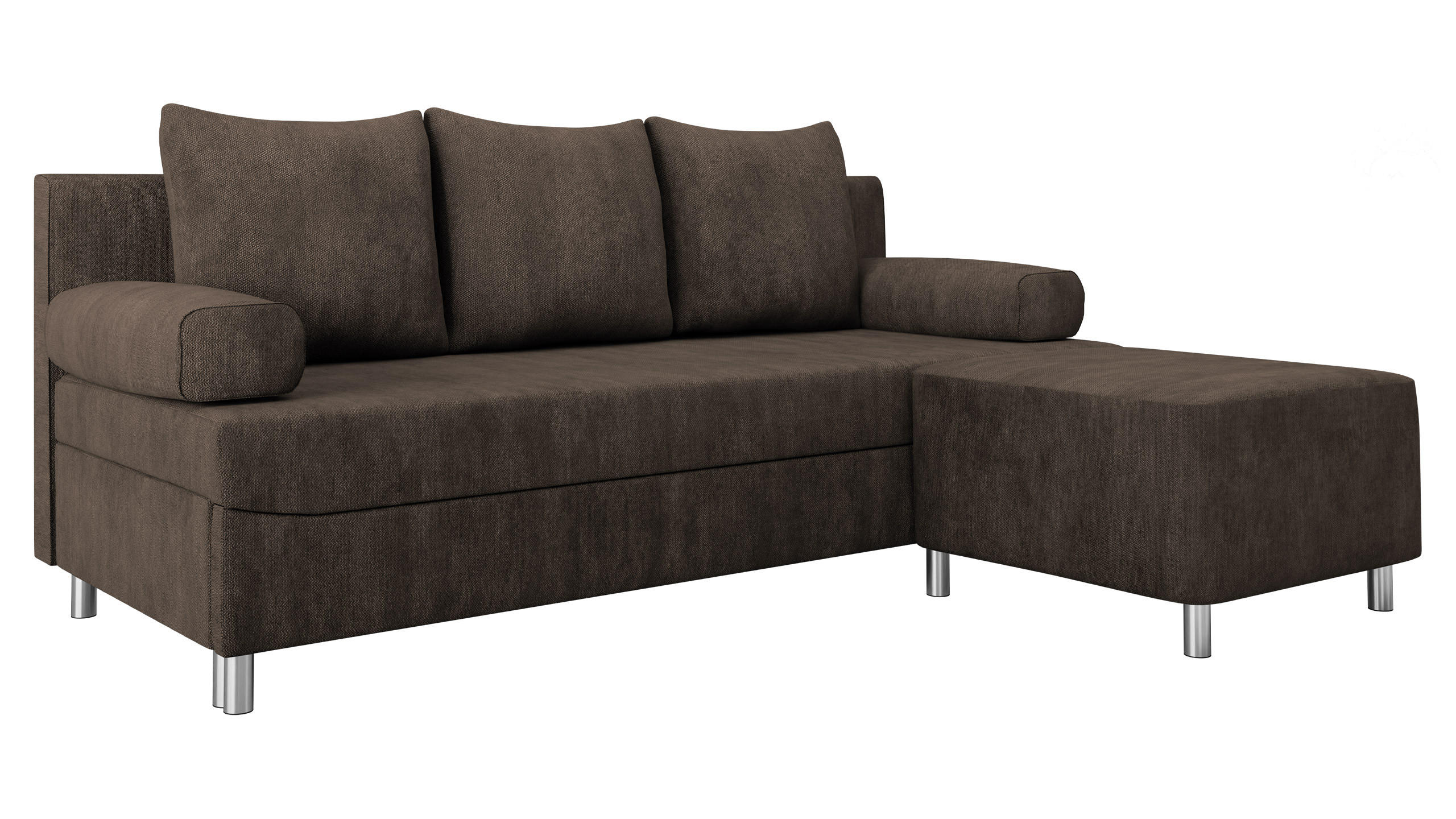 SCHLAFSOFA Dover mit Polsterhocker - Chromfarben/Dunkelbraun, Holz/Kunststoff (192/86/80cm) - MIRJAN24